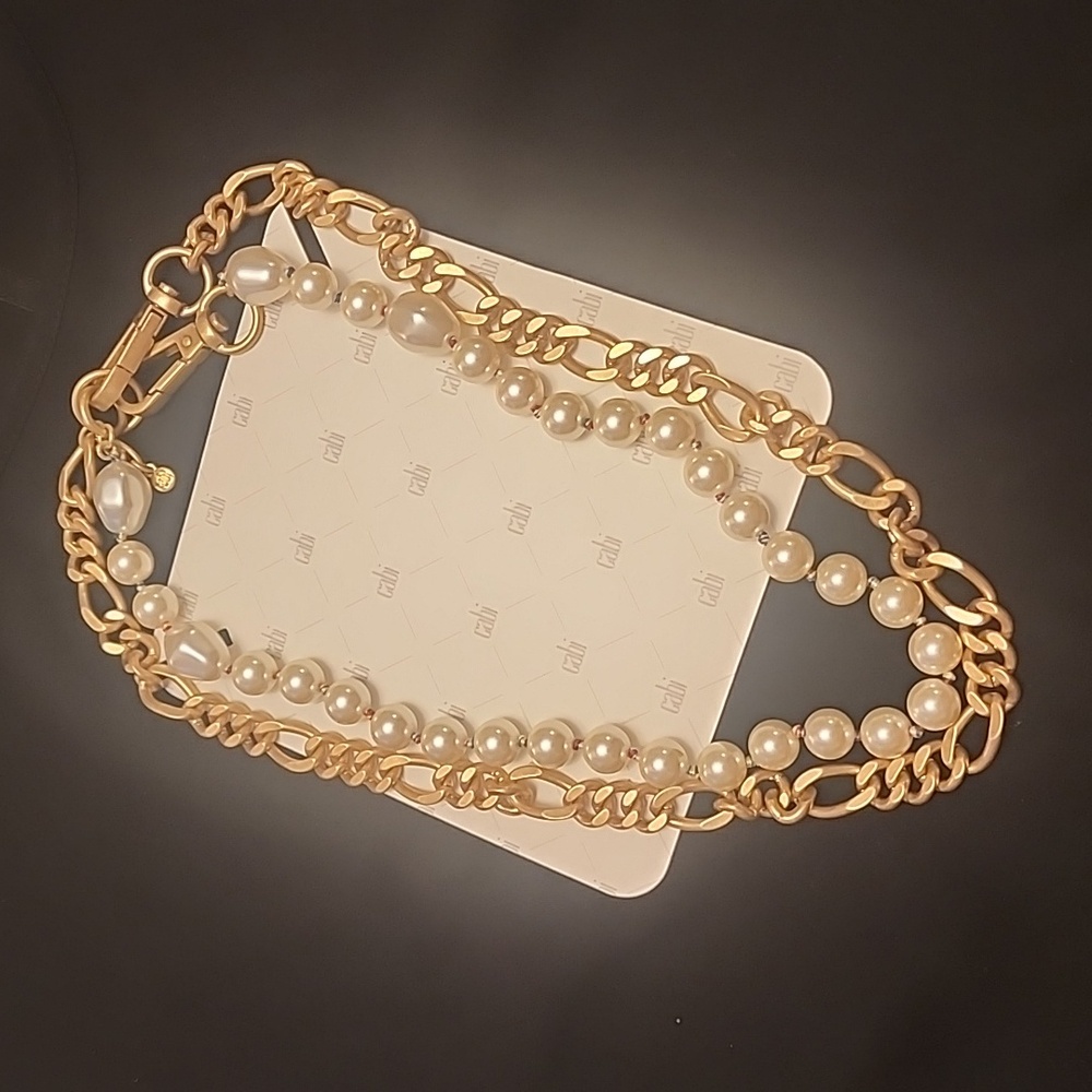 Cabi gold and pearl chunky necklace